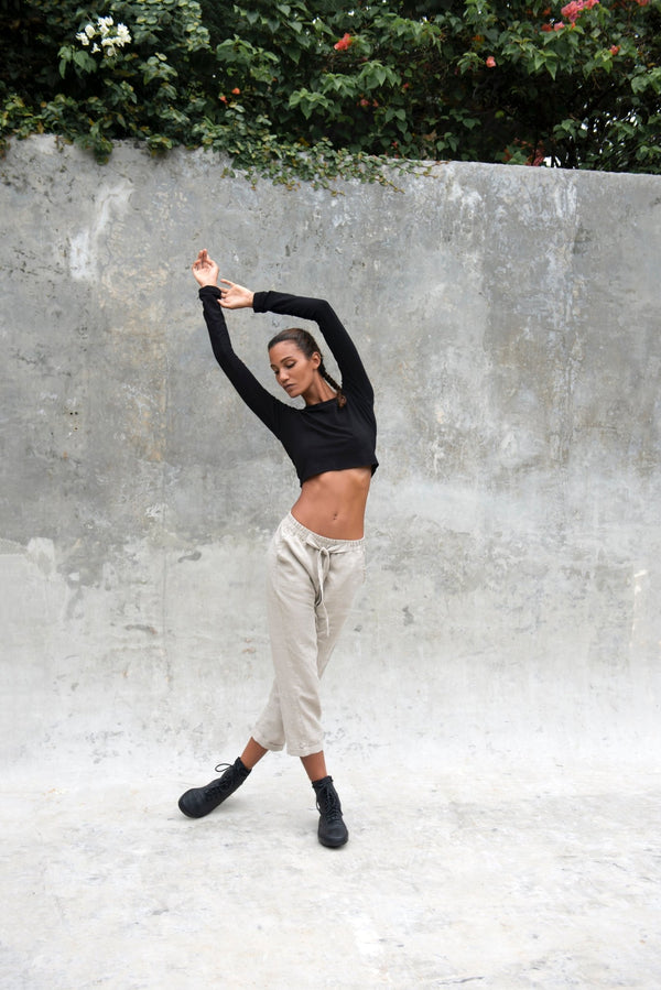 Cropped bamboo top - SATI CREATION - Long sleeve - Bamboo - bamboo clothing - bamboo top