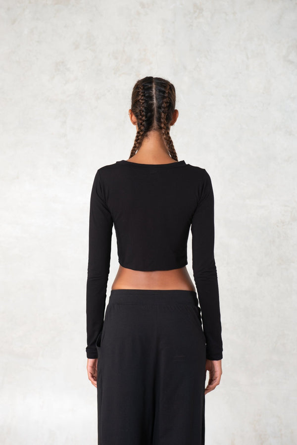 Cropped bamboo top - SATI CREATION - Long sleeve - Bamboo - bamboo clothing - bamboo top
