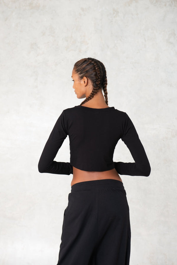 Cropped bamboo top - SATI CREATION - Long sleeve - Bamboo - bamboo clothing - bamboo top