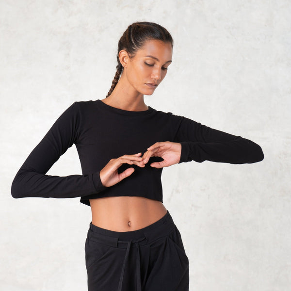 Cropped bamboo top - SATI CREATION - Long sleeve - Bamboo - bamboo clothing - bamboo top
