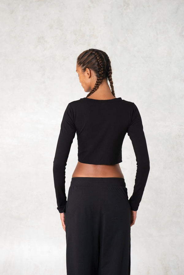 Cropped bamboo top - SATI CREATION - Long sleeve - Bamboo - bamboo clothing - bamboo top