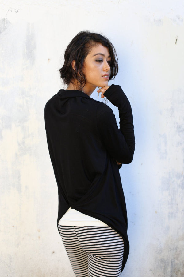 Infinity Shrug - SATI CREATION - Long sleeve - black wrap - cardigan - certified organic clothing