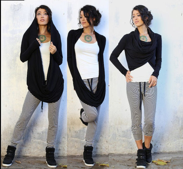 Infinity Shrug - SATI CREATION - Long sleeve - black wrap - cardigan - certified organic clothing