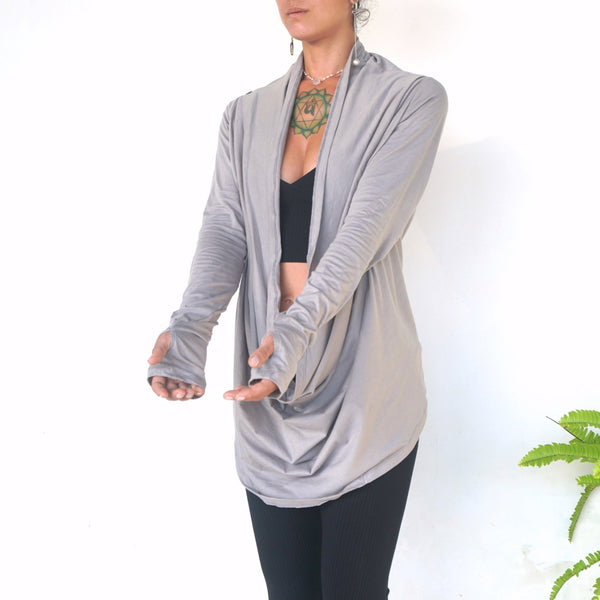 Infinity Shrug - SATI CREATION - Long sleeve - black wrap - cardigan - ethical clothing