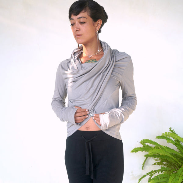 Infinity Shrug - SATI CREATION - Long sleeve - black wrap - cardigan - ethical clothing