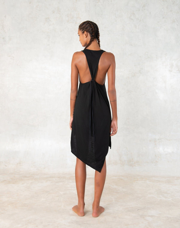 Organic cotton asymmetrical dress - SATI CREATION - Dress - basic dress - black asymmetrical dress - black dress