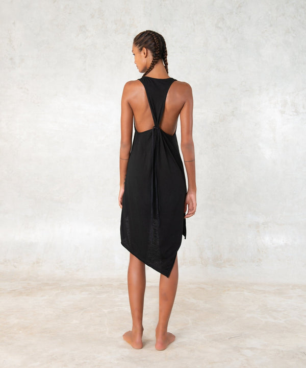 Organic cotton asymmetrical dress - SATI CREATION - Dress - basic dress - black asymmetrical dress - black dress