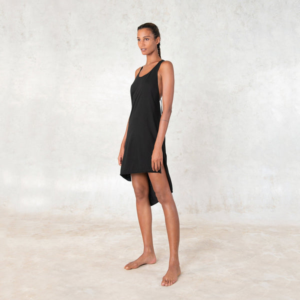 Organic cotton asymmetrical dress - SATI CREATION - Dress - basic dress - black asymmetrical dress - black dress