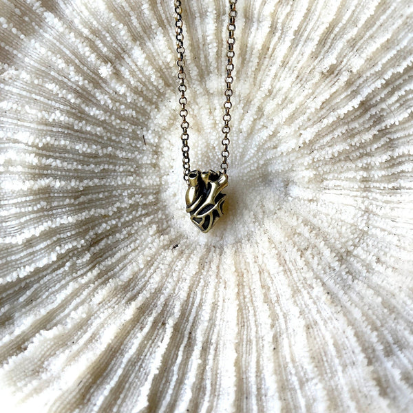 Small anatomical heart pendant - SATI CREATION - necklace - anatomical heart pendant - brass heart - gift for her