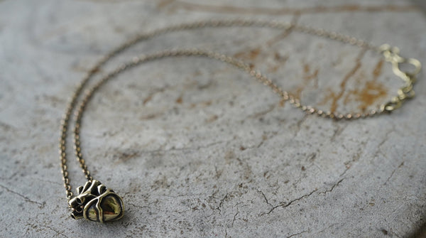 Small anatomical heart pendant - SATI CREATION - necklace - anatomical heart pendant - brass heart - gift for her