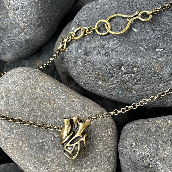 Small anatomical heart pendant - SATI CREATION - necklace - anatomical heart pendant - brass heart - gift for her