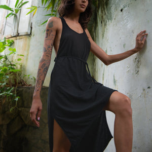 Organic cotton asymmetrical dress - SATI CREATION - Dress - basic dress - black asymmetrical dress - black dress