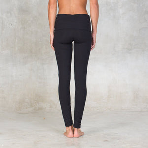 Organic Cotton Fold Over leggings - SATI CREATION - Pants - active wear - black leggings - eco-friendly