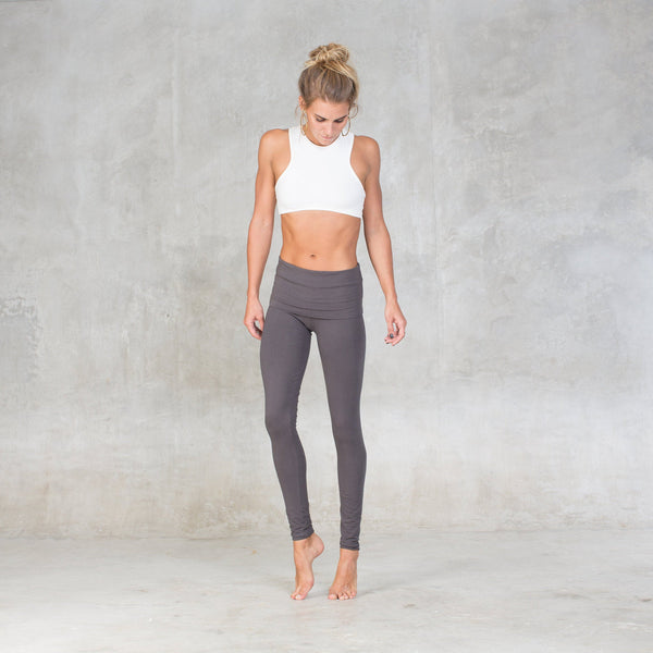Organic Cotton Fold Over leggings - SATI CREATION - Pants - active wear - black leggings - eco-friendly