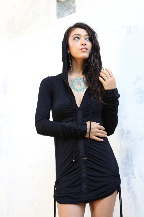 Pleiades dress - SATI CREATION - women's tops - alternative fashion - Bamboo dress - Black dress