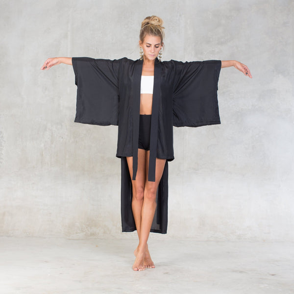 Re-constructed Kimono + Lingerie set - SATI CREATION - kimono - Boho - eco friendly thong - Eco lingerie